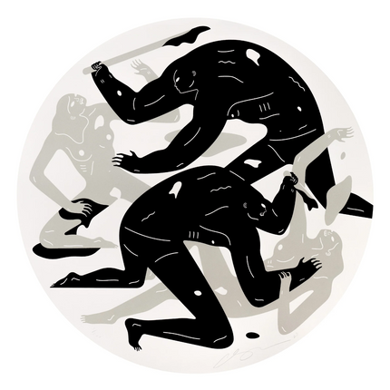 Revolution Is a Mother Who Eats Its Children Bone Tondo Silkscreen Print by Cleon Peterson