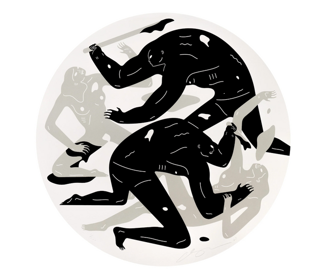 Revolution Is a Mother Who Eats Its Children Bone Tondo Silkscreen Print by Cleon Peterson