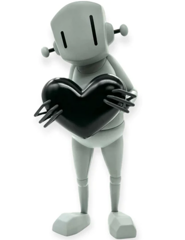 Robot With Heart Black Art Toy by Chris RWK- Robots Will Kill