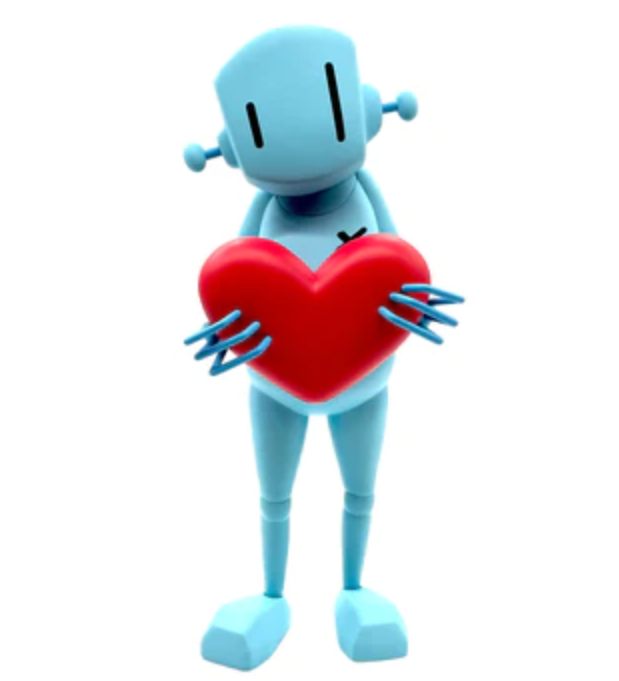 Robot With Heart Sky Blue Art Toy by Chris RWK- Robots Will Kill