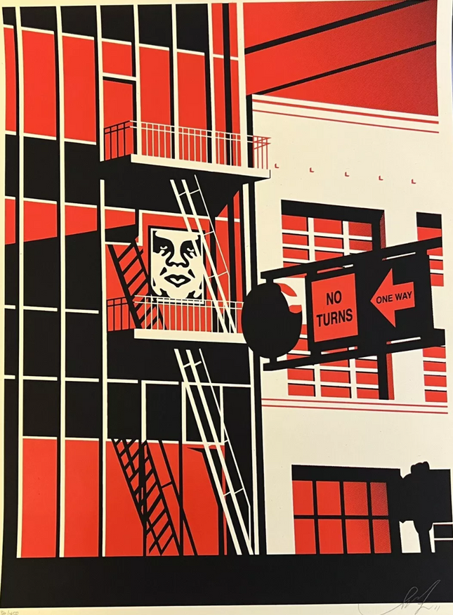SF Fire Escape Silkscreen Print by Shepard Fairey- OBEY