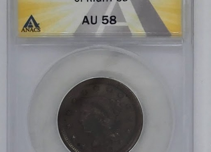 1855 1C- Upright 55 AU 58 | ANACS Large Cent Penny Graded Coin