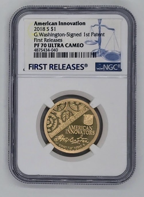 2018 S 1 Dollar American Innovation First Releases- PF 70 UC | NGC Graded Coin