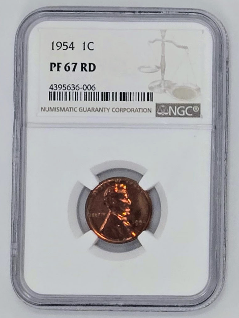 1954 1C- PF 67 RD | NGC One Cent Penny Graded Coin