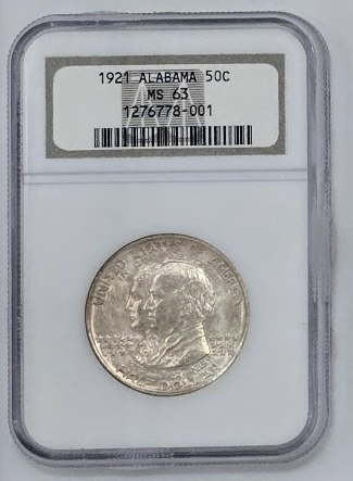 1921 50C Alabama- MS 63 | NGC 50 Cents Graded Commemorative Coin
