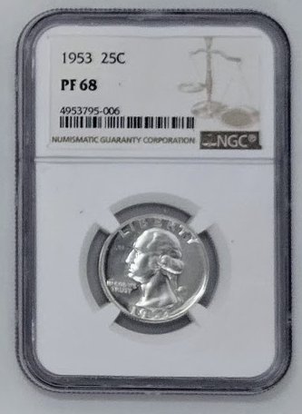 1953 25C- PF 68 | NGC 25 Cents Quarter Graded Coin