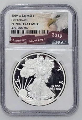 2019 W American Eagle Silver Dollar- PF 70 Ultra Cameo | NGC Graded Coin