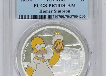 2019 P Homer Simpson Silver Dollar- PR 70 DCAM | PCGS Graded Coin