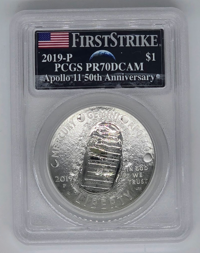 2019 P $1 Apollo 11 50th- PR 70 DCAM | NASA 1 Silver Dollar Graded Coin