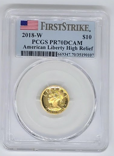 Pièce de 10 dollars American Liberty 2018 W - PR 70 DCAM | Pièce de 10 dollars en or certifiée PCGS
