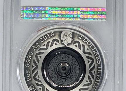 Thermomètre Tuvalu 2018, 2 oz, argent, finition antique - PR 70 | Pièce certifiée