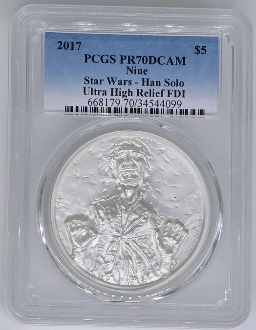 2017 Han Solo Star Wars $5 Niue PR 70 DCAM FDI | PCGS Graded Silver 5 Dollar Coin