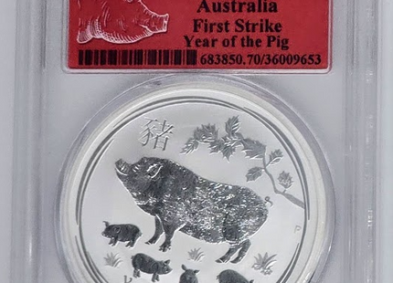 2019 P $1 Australia Year of the Pig- MS 70 | PCGS 1 Silver Dollar Graded Coin