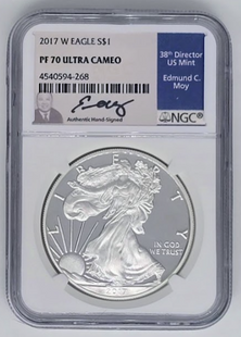 2017 W Signed American Eagle Silver Dollar- PF 70 Ultra Cameo | Graded Coin