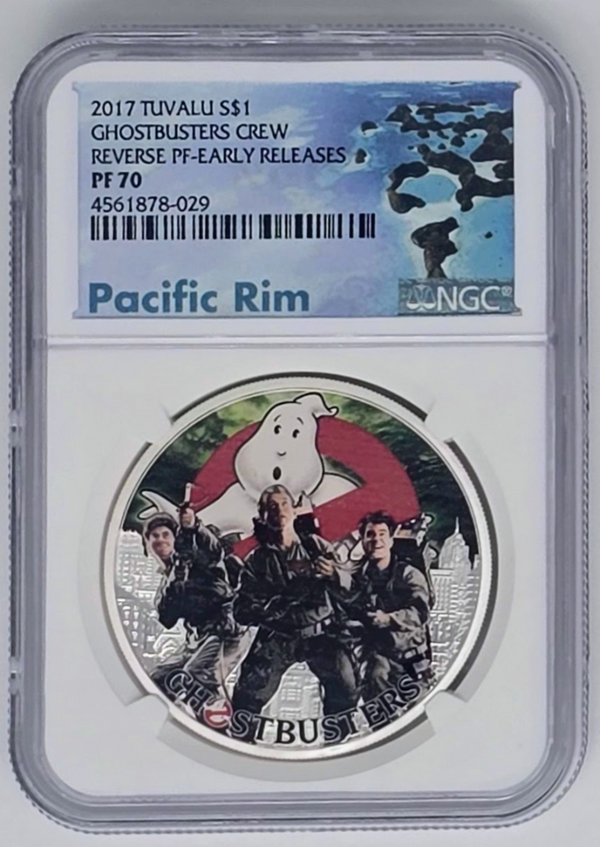 2017 Ghostbusters Crew Reverse Tuvalu Silver Dollar- PF 70 | NGC Graded Coin