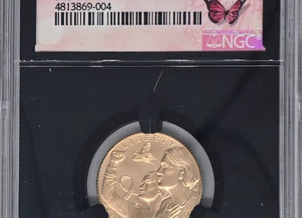 2018 W Breast Cancer Awareness $5- MS 70 | Pink Gold Graded Coin