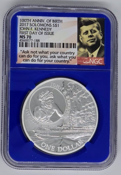 2017 $1 John F Kennedy 100th Birth - MS 70 | NGC Silver One Dollar Graded Coin