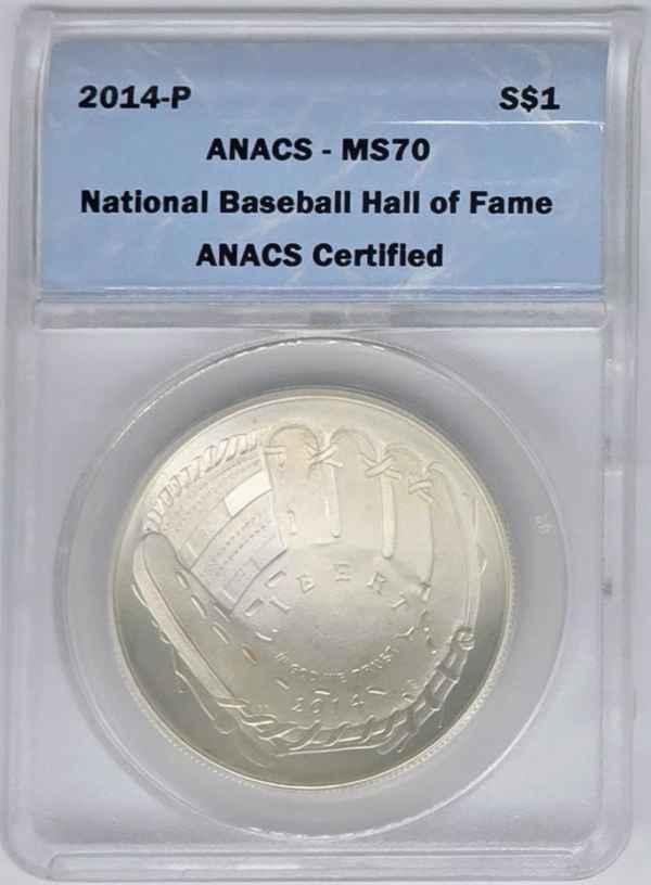 2014 P $1 Baseball Hall of Fame- MS 70 | Silver One Dollar Graded Coin