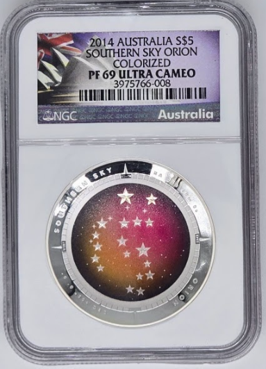 2014 Southern Sky Orion Colorized Australian $5- PF 69 Ultra Cameo | Silver Graded Coin