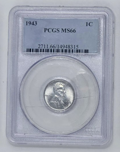 1943 1C- MS66 Steel War| PCG One Cent Penny Graded Coin