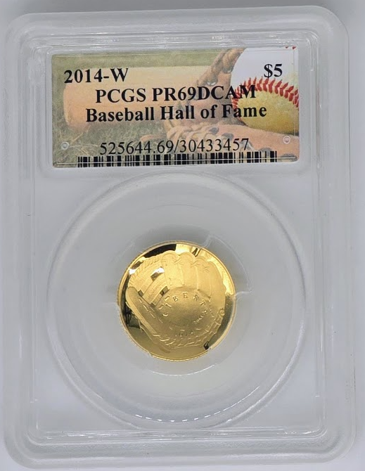 2014 W $5 Baseball HOF- PR 69 DCAM | PCGS Gold Five Dollar Graded Coin