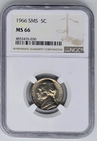 1966 SMS 5C- MS 66| NGC Five Cents Jefferson Nickel Graded Coin