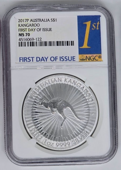 2017 P Australia Kangaroo $1- MS 70 | NGC Silver One Dollar Graded Coin