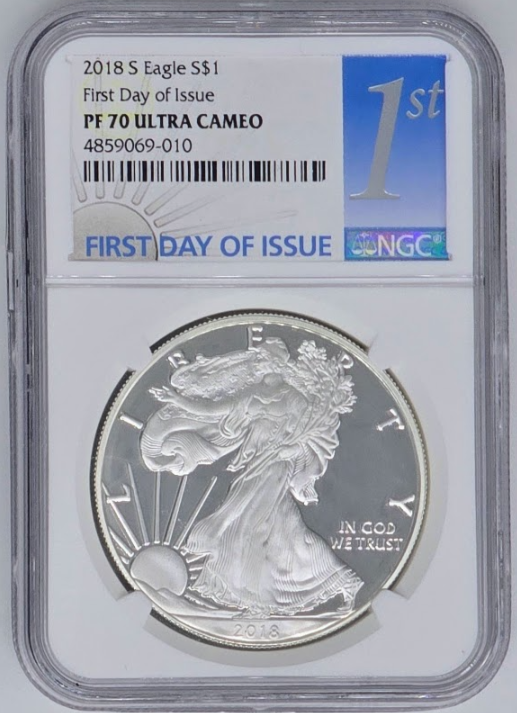 2018 S American Eagle Silver Dollar FDI- PF 70 Ultra Cameo | Graded Coin