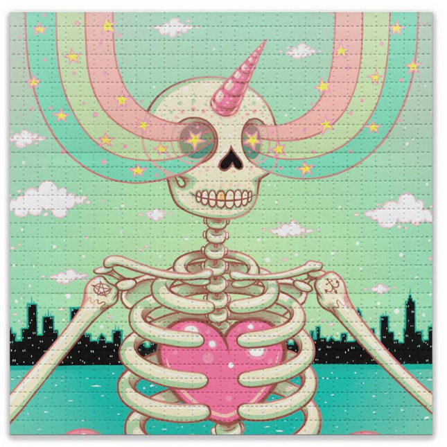 Skeleton Heart Blotter Paper Archival Print by Tara McPherson