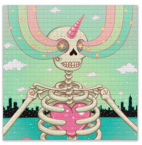 Skeleton Heart Blotter Paper Archival Print by Tara McPherson