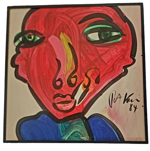 Smoking Face 84 Original Oil Painting by Peter Keil