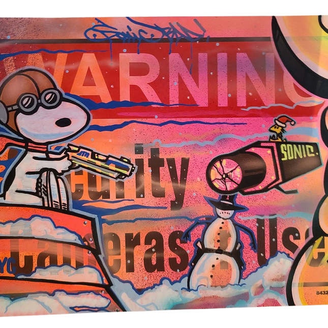 Snoopy Bad Inc Original Mixed Media Street Sign Painting by Sonic Bad