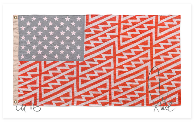 Star Spangled Shadows Linen Offset Lithograph Print by Faile