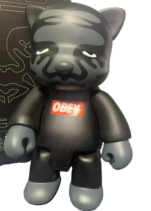 Stealth Bomber Black Qee 8 in Vinyl Art Toy by Shepard Fairey- OBEY