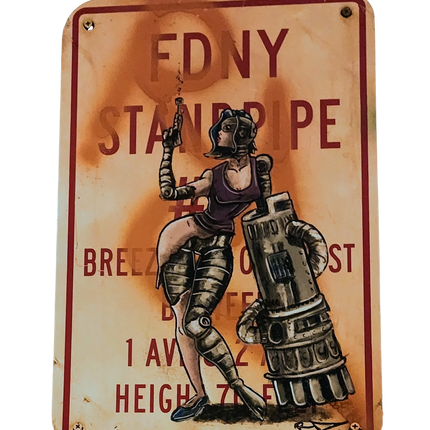 Techno Standpipe Original Street Sign Painting by RD-357 Real Deal