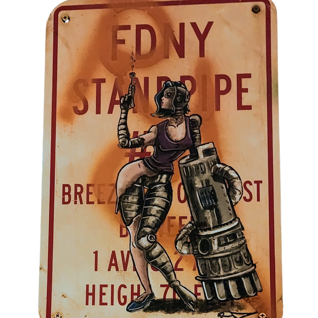 Techno Standpipe Original Street Sign Painting by RD-357 Real Deal