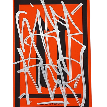 This Way Up Orange Slap-Up Label Sticker Original Tag Art by Saber Silver 1