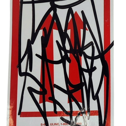 This Way Up Red White Slap-Up Label Sticker Original Tag Art by Saber Black 1