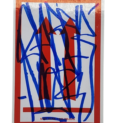 This Way Up Red White Slap-Up Label Sticker Original Tag Art by Saber Blue 3