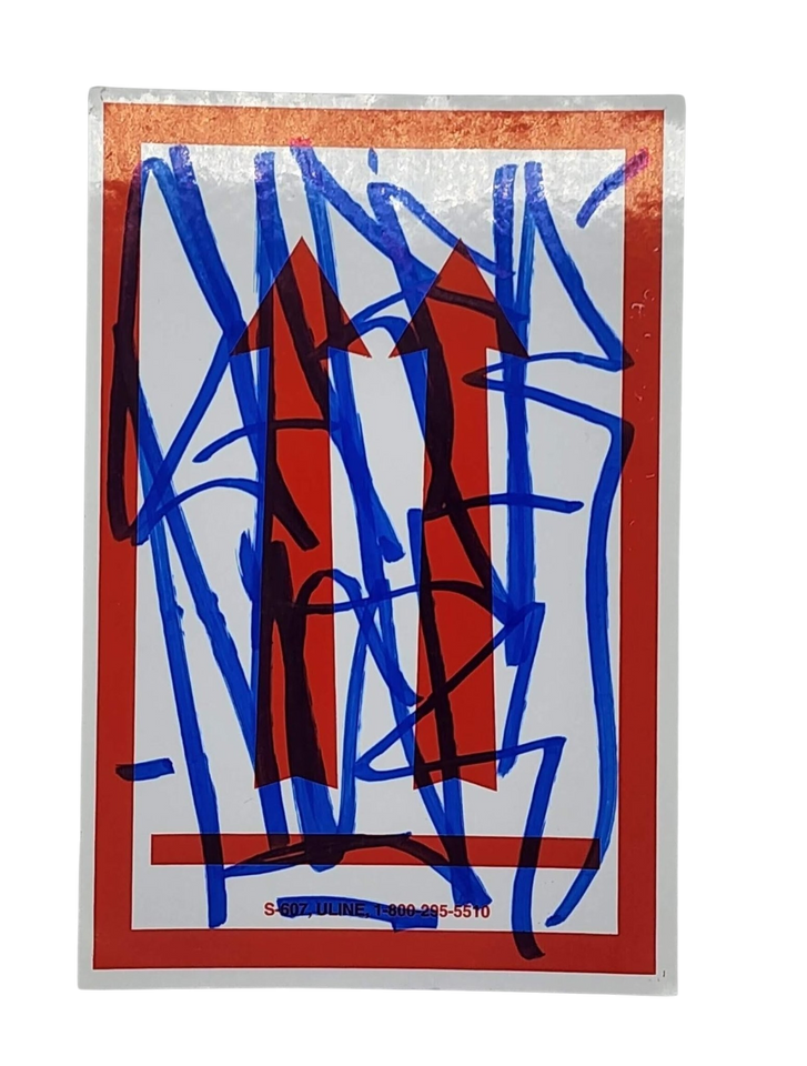 This Way Up Red White Slap-Up Label Sticker Original Tag Art by Saber ...
