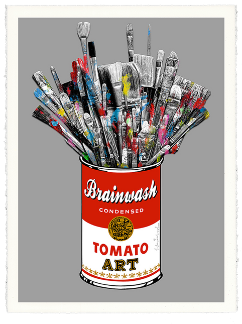 Tomato Pop Grey HPM Acrylic Silkscreen Print by Mr Brainwash- Thierry Guetta