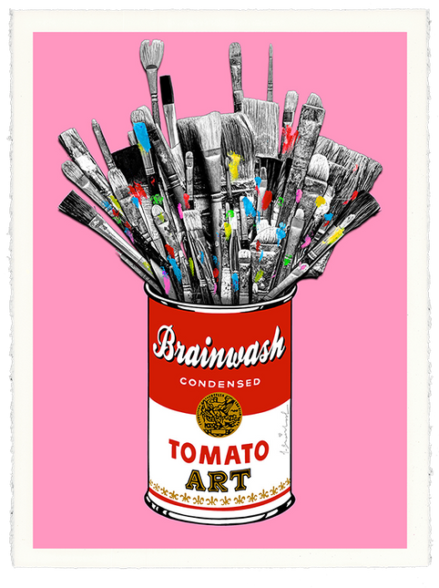 Tomato Pop Pink HPM Acrylic Silkscreen Print by Mr Brainwash- Thierry Guetta