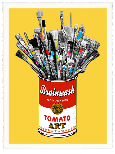 Tomato Pop Yellow HPM Acrylic Silkscreen Print by Mr Brainwash- Thierry Guetta