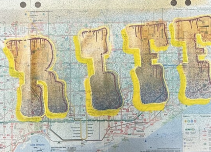Toronto Subway Map Yellow Original Spray Paint Painting by RIFF 170