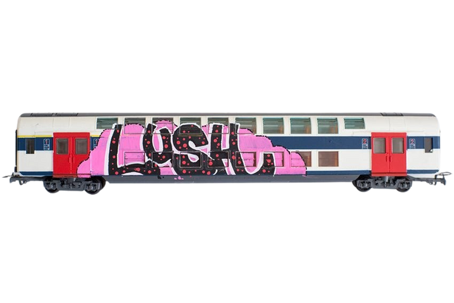 Train 24 HO Graffiti Train Art Toy Sculpture by LushSux