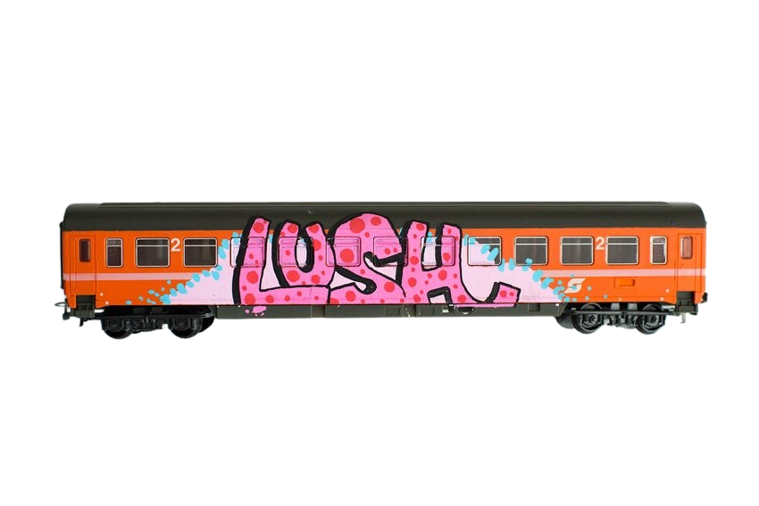 Train 3 HO Graffiti Train Art Toy Sculpture By LushSux Sprayed Paint train-3-ho-graffiti-train-art-toy-sculpture-by-lushsux-sprayed-paint