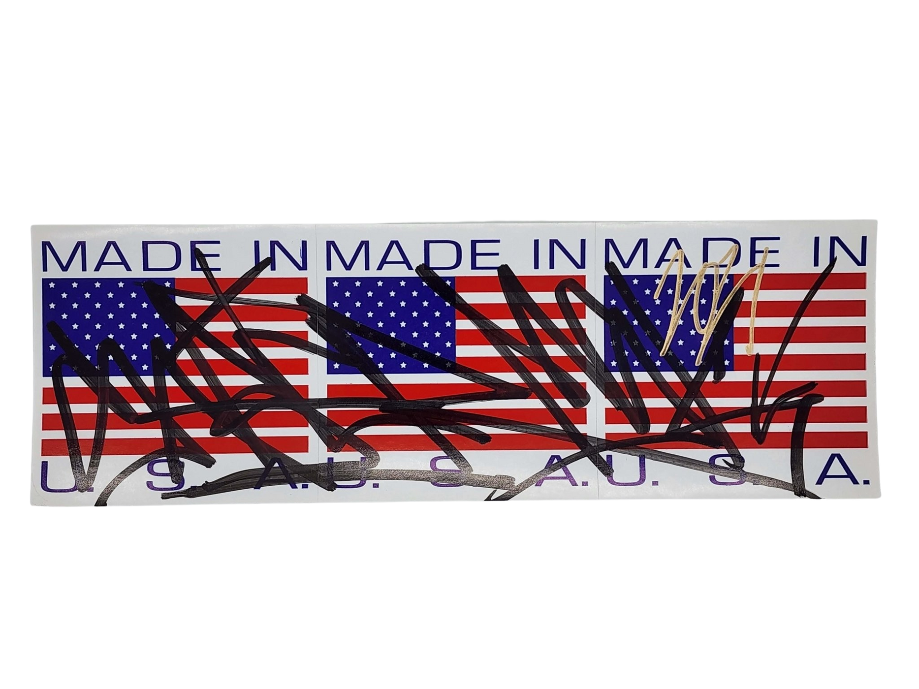 Triple Made in USA Flag SlapUp Label Sticker Original Tag Art by Sabe