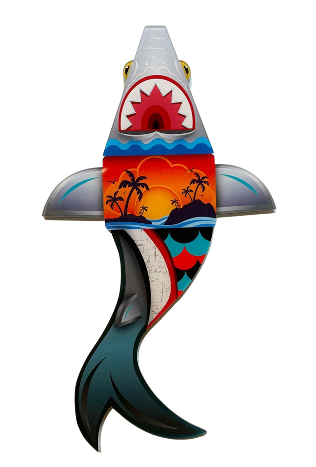 Tropical Tiburón Laser Cut Acrylic Giclee Print by Alex Yanes