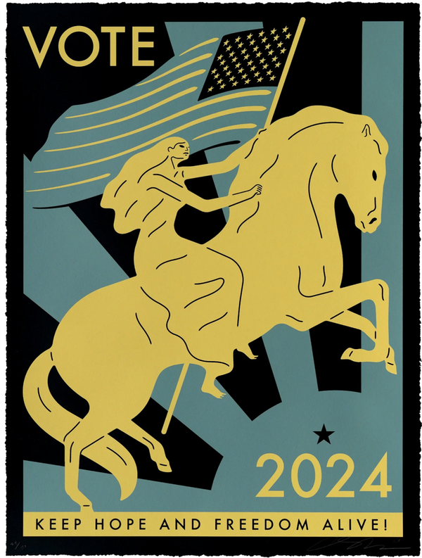 Votez pour que l'espoir et la liberté perdurent. Affiche Fatigue par Cleon Peterson