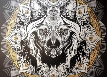 Wolf Mandala Silkscreen Print by Chris Saunders